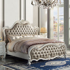 ACME Versailles II Vintage Gray Synthetic Leather & Bone White Queen Bed Model BD01323Q
