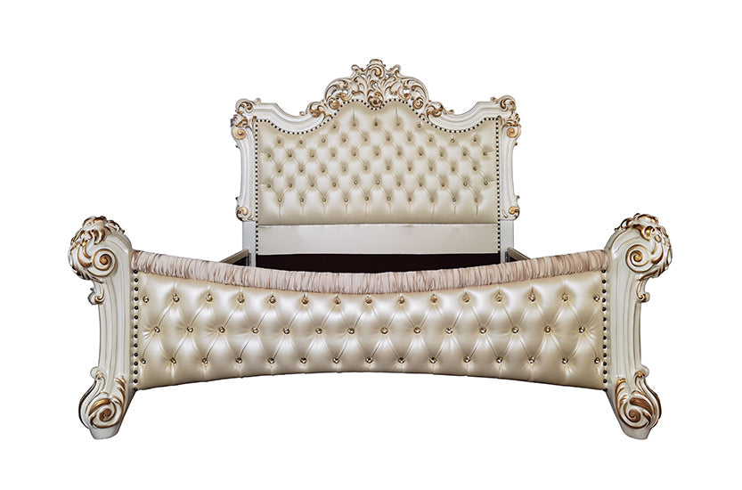 ACME Vendome Synthetic Leather & Antique Pearl Eastern King Bed Model BD01338EK