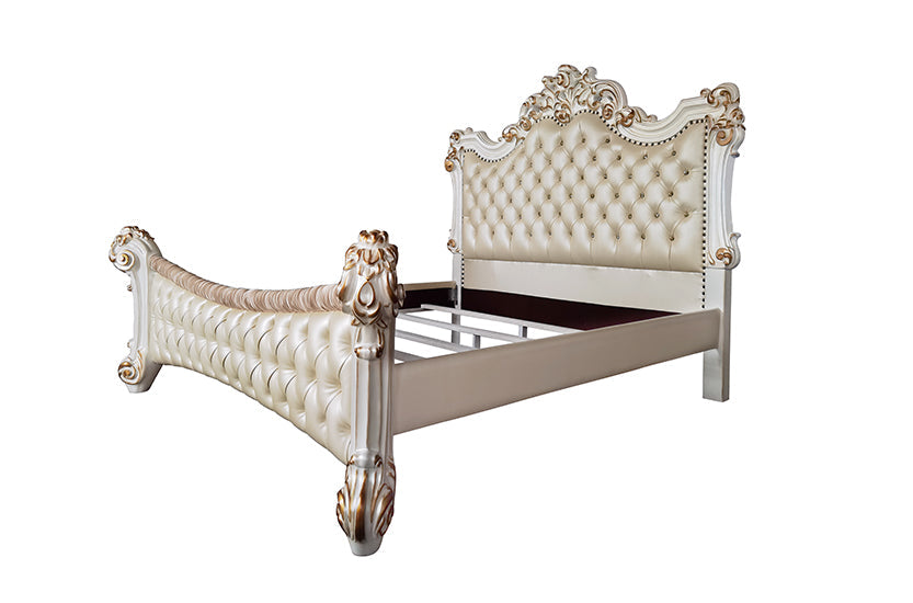 ACME Vendome Synthetic Leather & Antique Pearl Eastern King Bed Model BD01338EK
