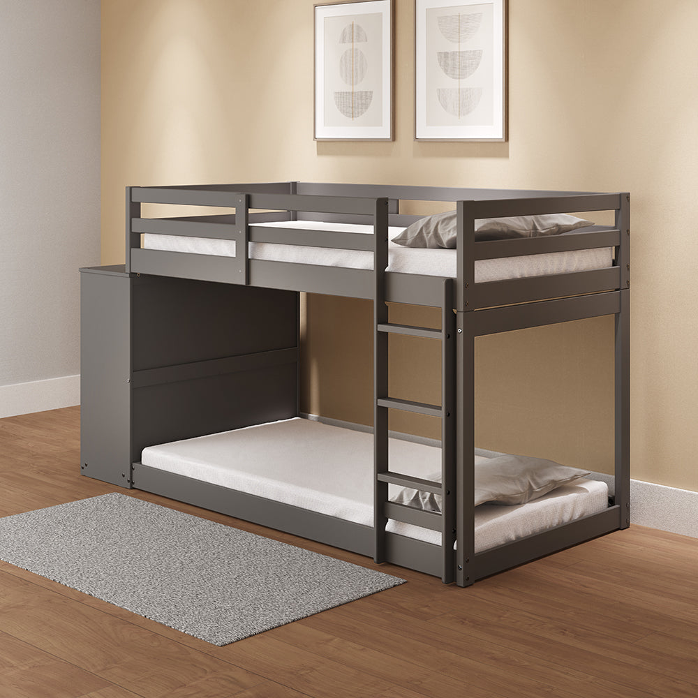 ACME Gaston Gray Bunk Bed (Twin | Twin) with 4 Drawers & 3 Compartments Model BD01372