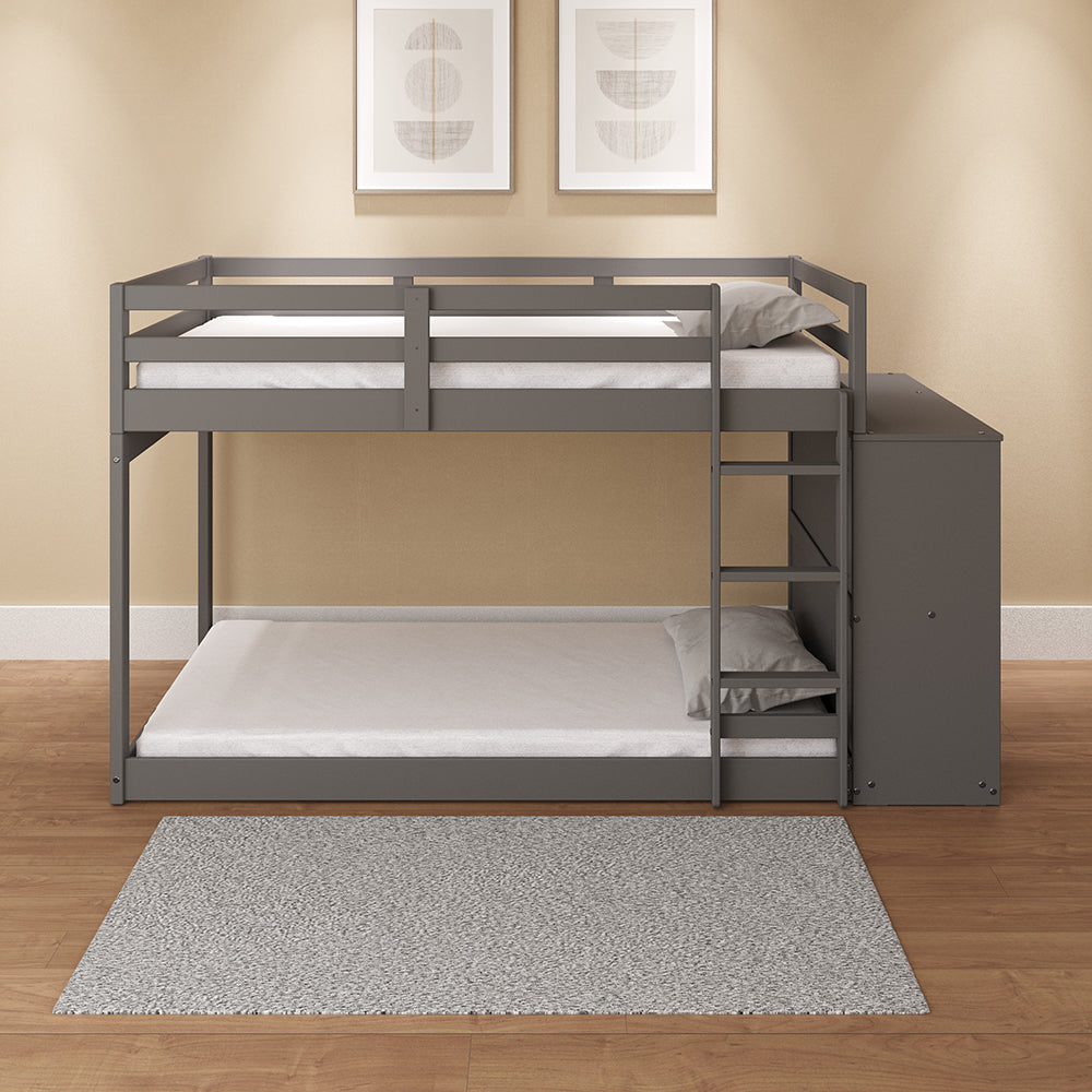 ACME Gaston Gray Bunk Bed (Twin | Twin) with 4 Drawers & 3 Compartments Model BD01372