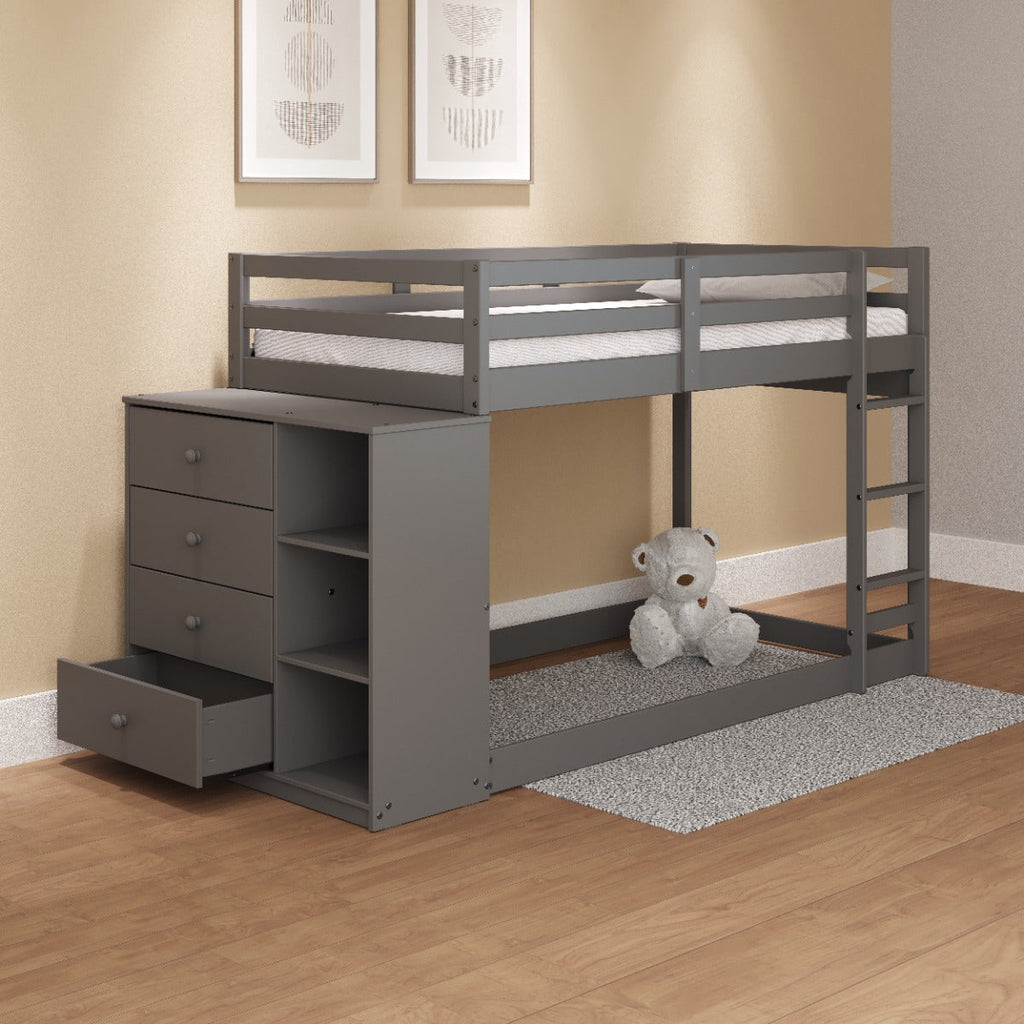 ACME Gaston Gray Bunk Bed (Twin | Twin) with 4 Drawers & 3 Compartments Model BD01372