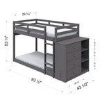 ACME Gaston Gray Bunk Bed (Twin | Twin) with 4 Drawers & 3 Compartments Model BD01372