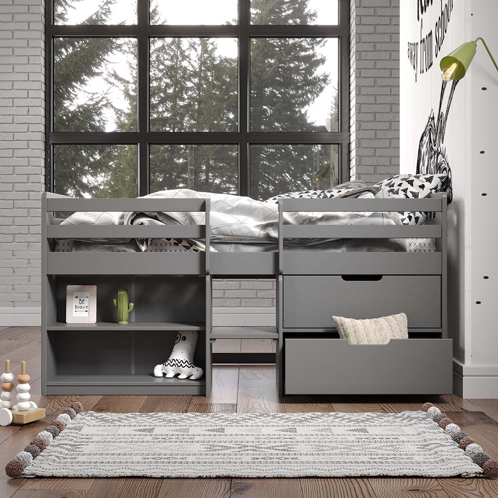 ACME Fabiana Gray Twin Loft Bed with Storage Model BD01375