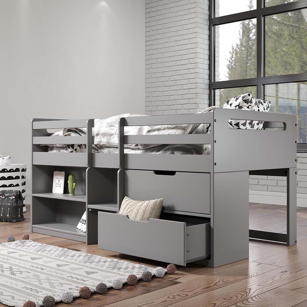 ACME Fabiana Gray Twin Loft Bed with Storage Model BD01375