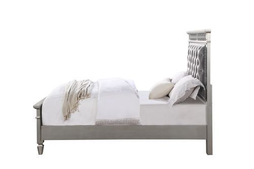 ACME Varian Gray Velvet Silver & Mirrored Full Bed Model BD01411F
