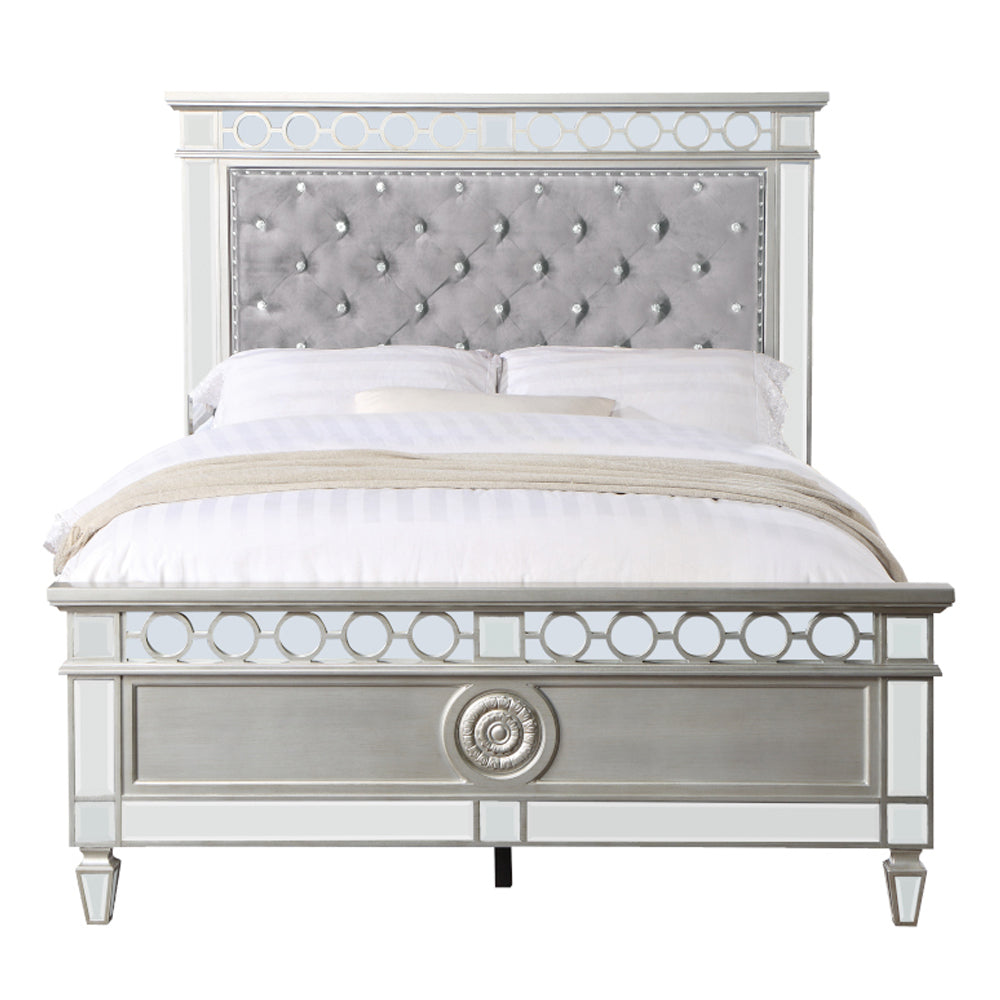 ACME Varian Gray Velvet Silver & Mirrored Twin Bed Model BD01412T