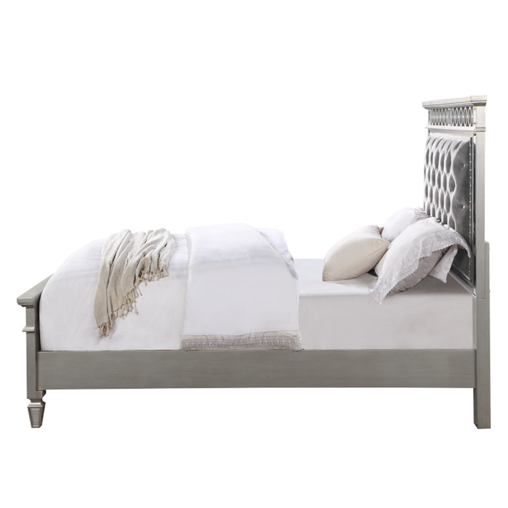 ACME Varian Gray Velvet Silver & Mirrored Twin Bed Model BD01412T