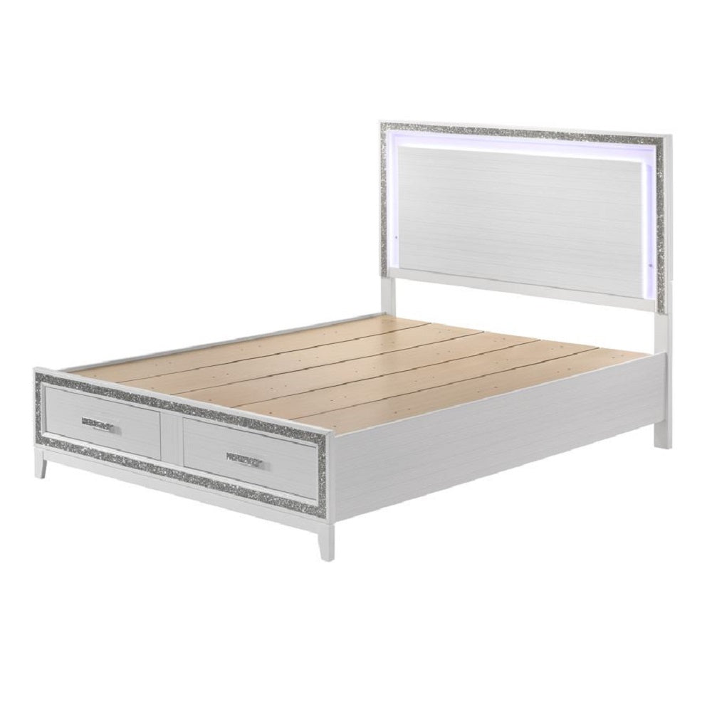 ACME Haiden LED & White Queen Bed with Storage Model BD01425Q