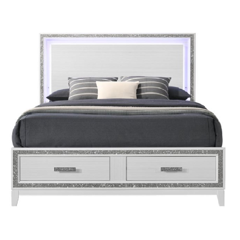 ACME Haiden LED & White Queen Bed with Storage Model BD01425Q