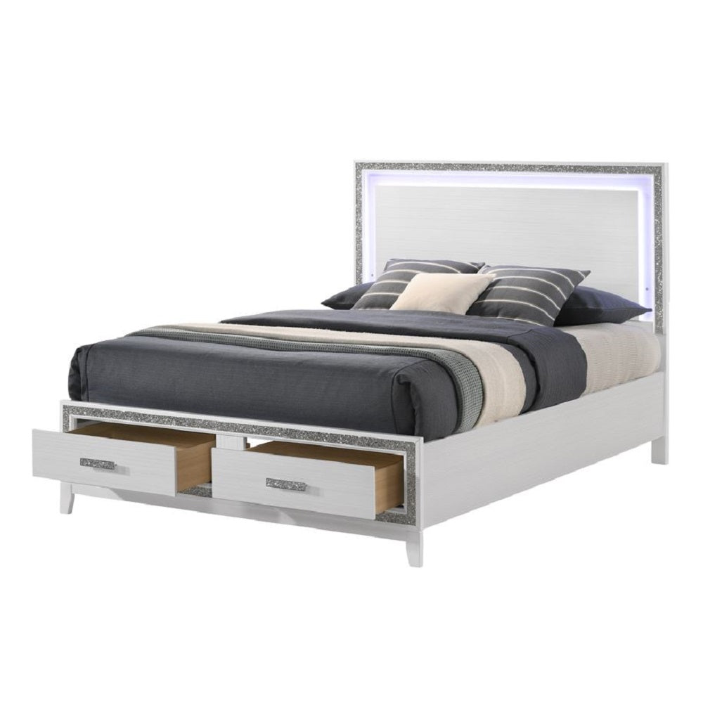 ACME Haiden LED & White Queen Bed with Storage Model BD01425Q
