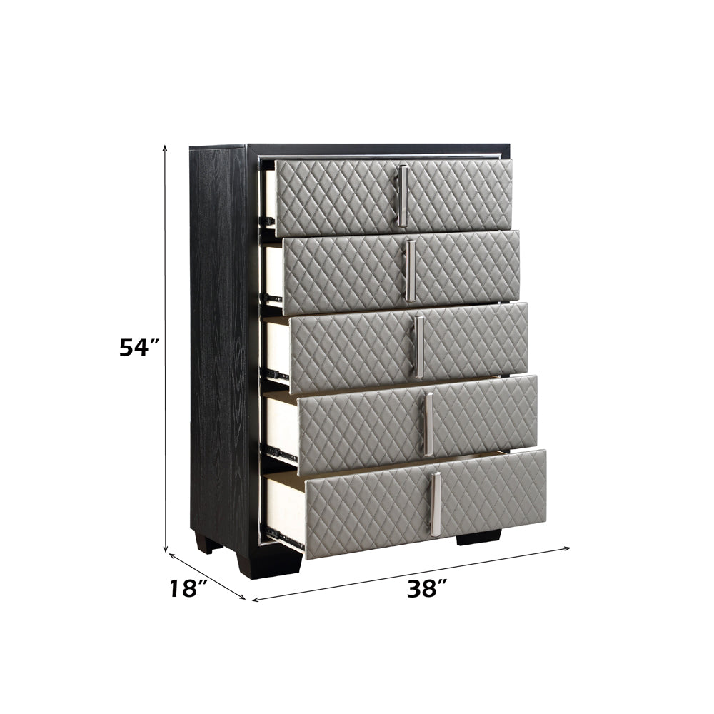 ACME Nicola Silver Synthetic Leather & Black Chest Model BD01431