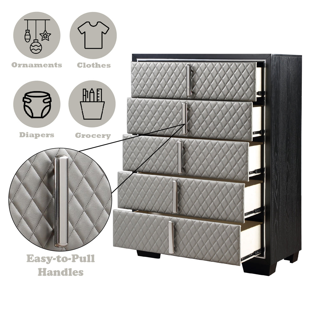 ACME Nicola Silver Synthetic Leather & Black Chest Model BD01431