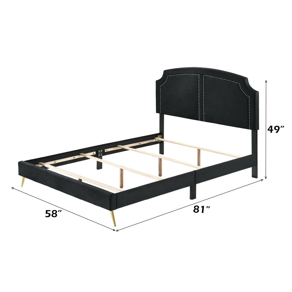 ACME Zeena Black Velvet Full Bed Model BD01461F