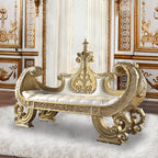 ACME Bernadette White Synthetic Leather & Gold Bench Model BD01480