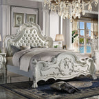 ACME Dresden Synthetic Leather & Bone White Eastern King Bed Model BD01681EK