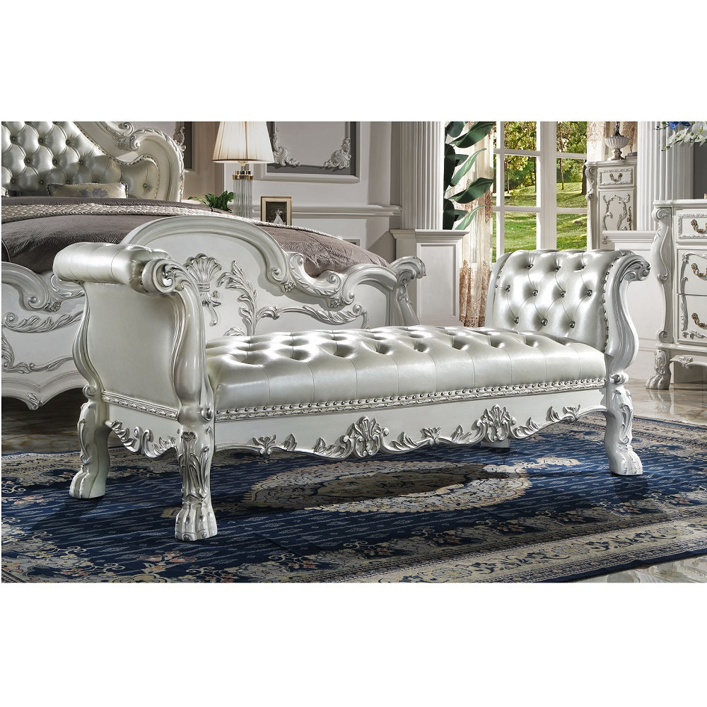 ACME Dresden Synthetic Leather & Bone White Bench Model BD01687