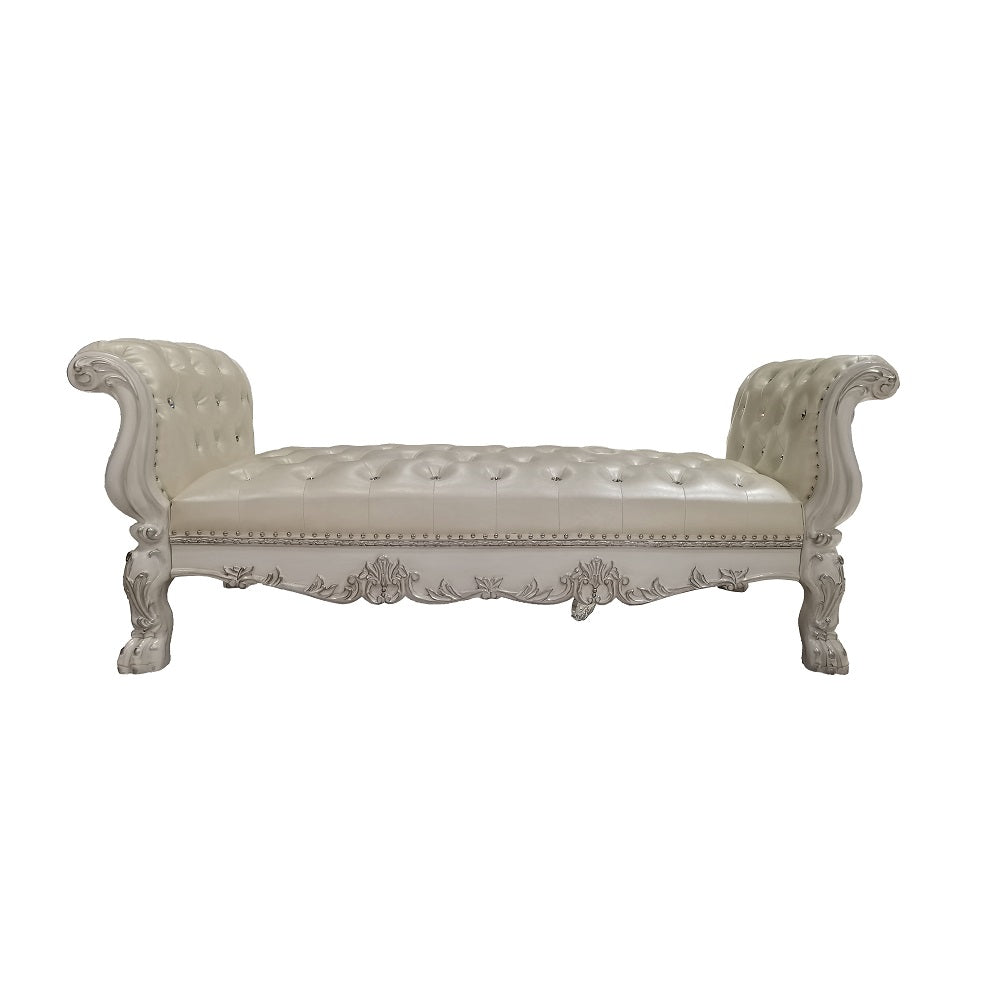 ACME Dresden Synthetic Leather & Bone White Bench Model BD01687