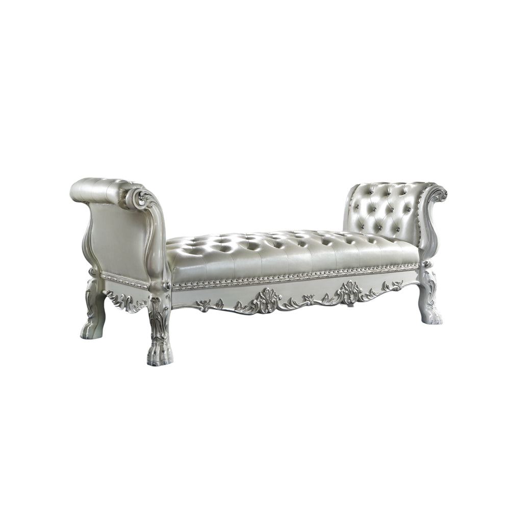 ACME Dresden Synthetic Leather & Bone White Bench Model BD01687
