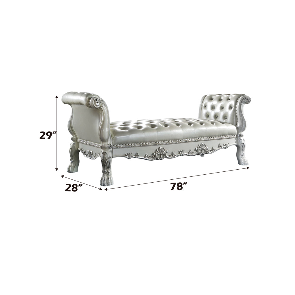 ACME Dresden Synthetic Leather & Bone White Bench Model BD01687