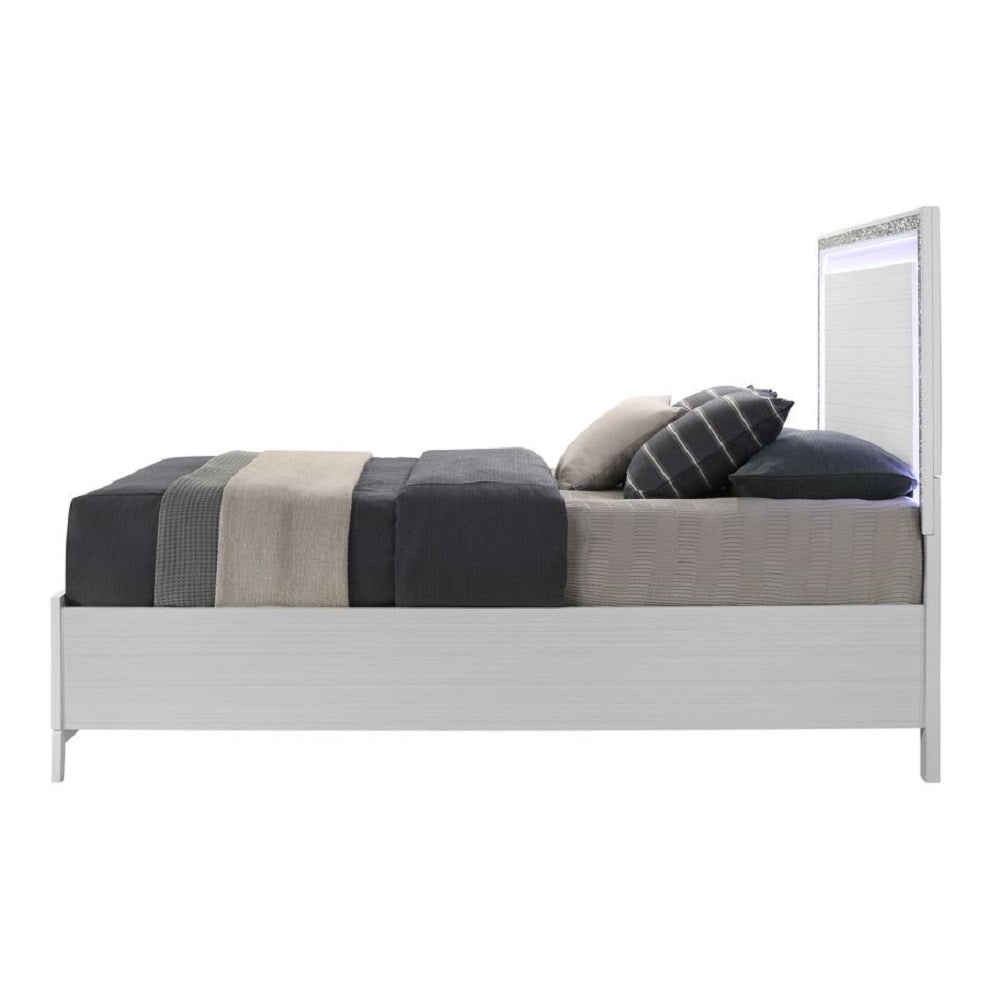 ACME Haiden LED & White Eastern King Bed with Storage Model BD01742EK