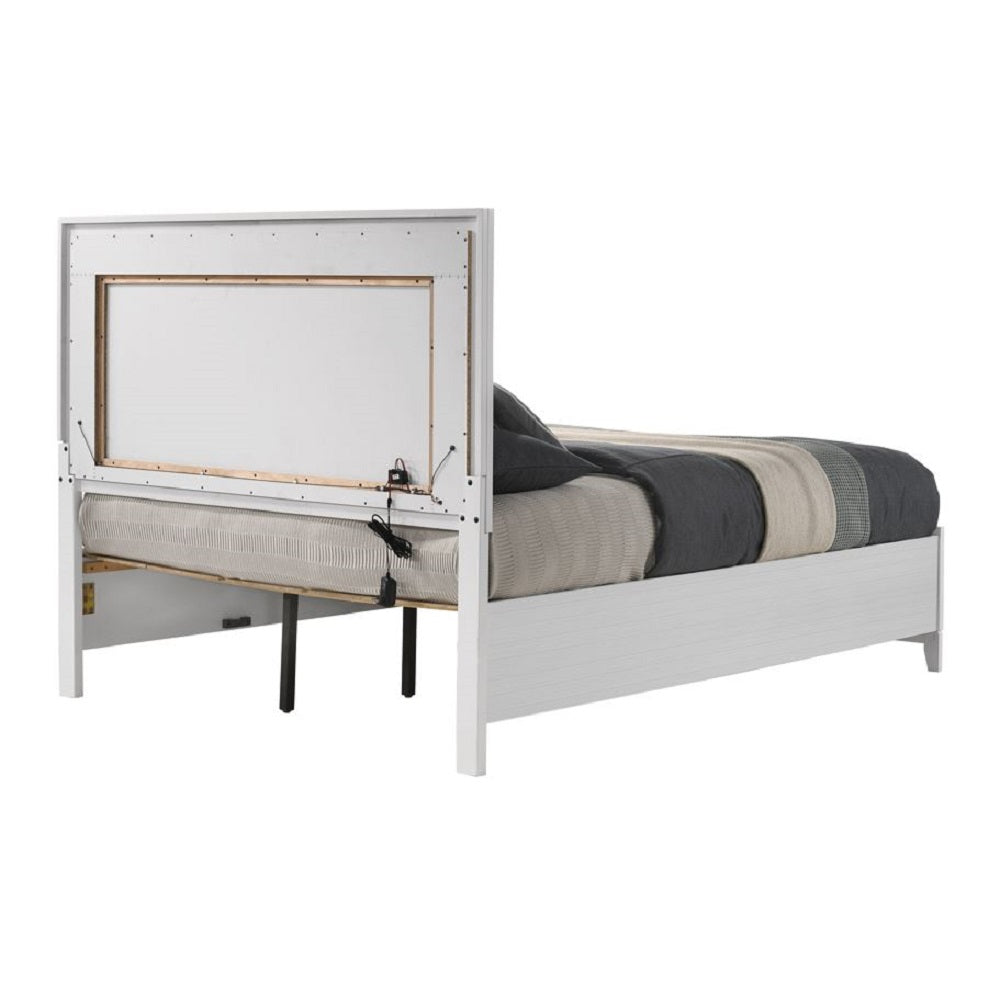 ACME Haiden LED & White Eastern King Bed with Storage Model BD01742EK