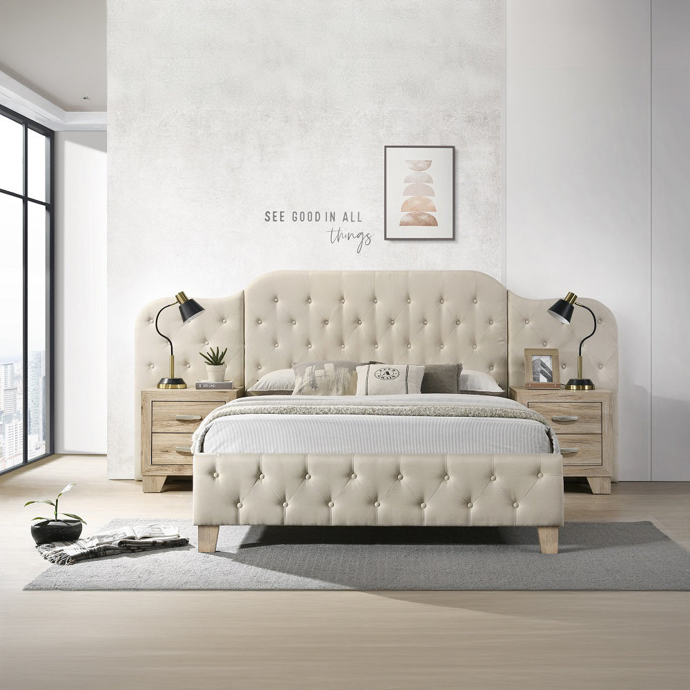 ACME Ranallo Beige Linen Queen Bed Model BD01778Q