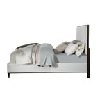 ACME Carena Light Gray Fabric White & Walnut Eastern King Bed Model BD02026EK