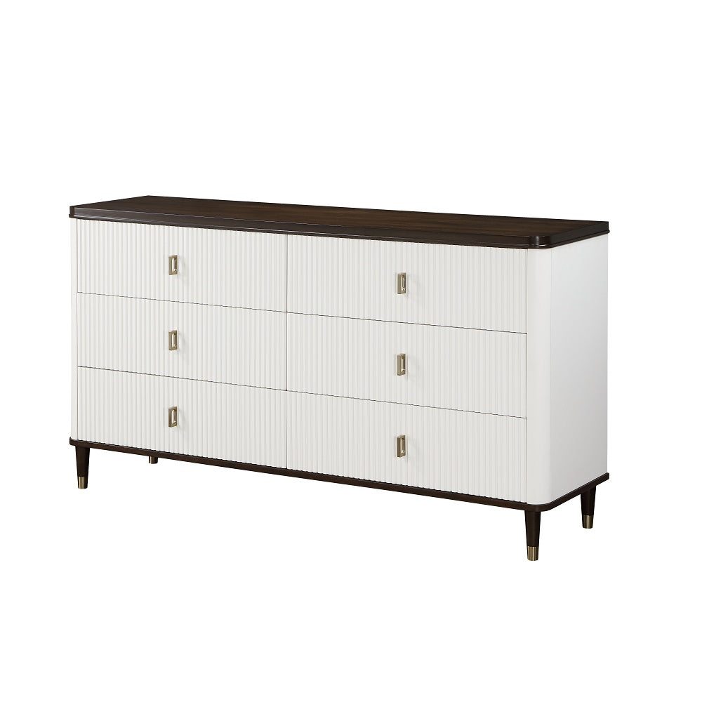 ACME Carena White & Walnut Dresser with Jewelry Tray Model BD02030