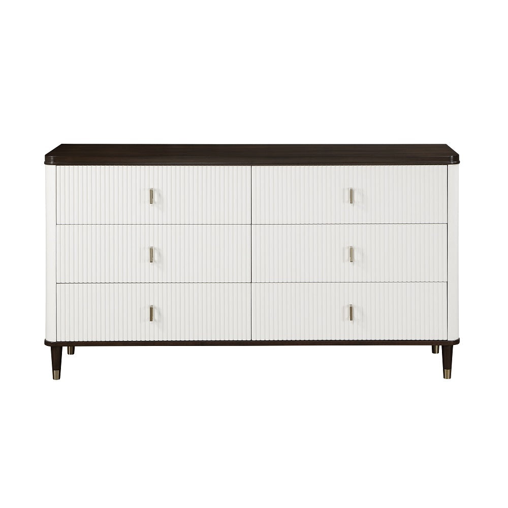 ACME Carena White & Walnut Dresser with Jewelry Tray Model BD02030