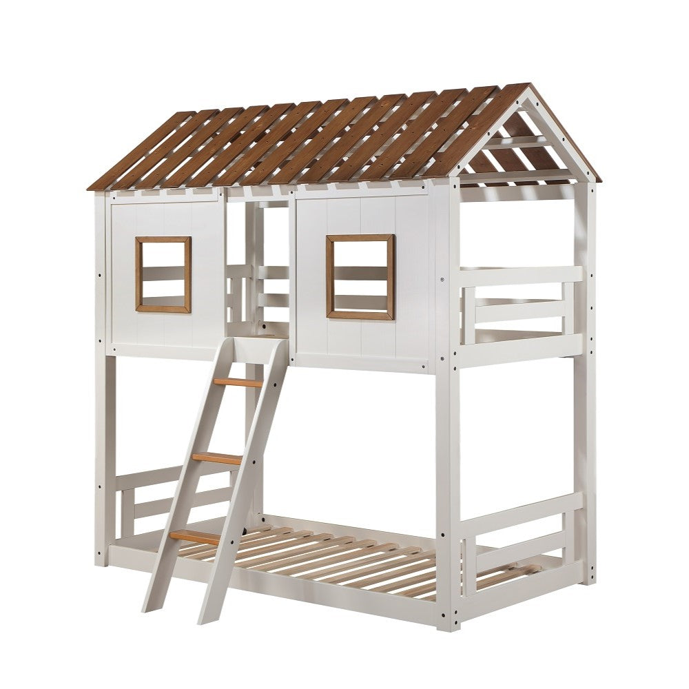 ACME Inara White & Rustic Oak Bunk Bed (Twin | Twin)Model BD02051