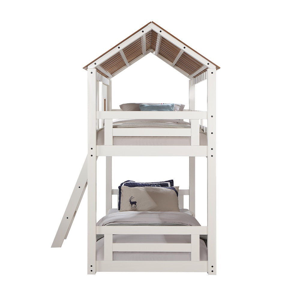 ACME Inara White & Rustic Oak Bunk Bed (Twin | Twin)Model BD02051