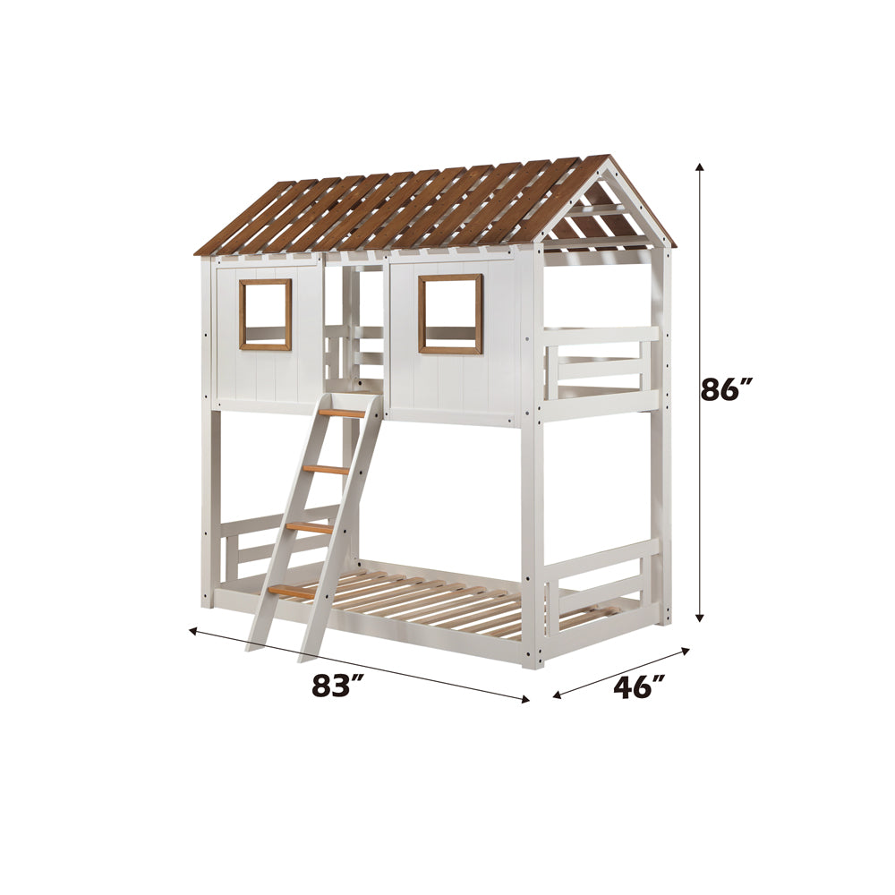 ACME Inara White & Rustic Oak Bunk Bed (Twin | Twin)Model BD02051