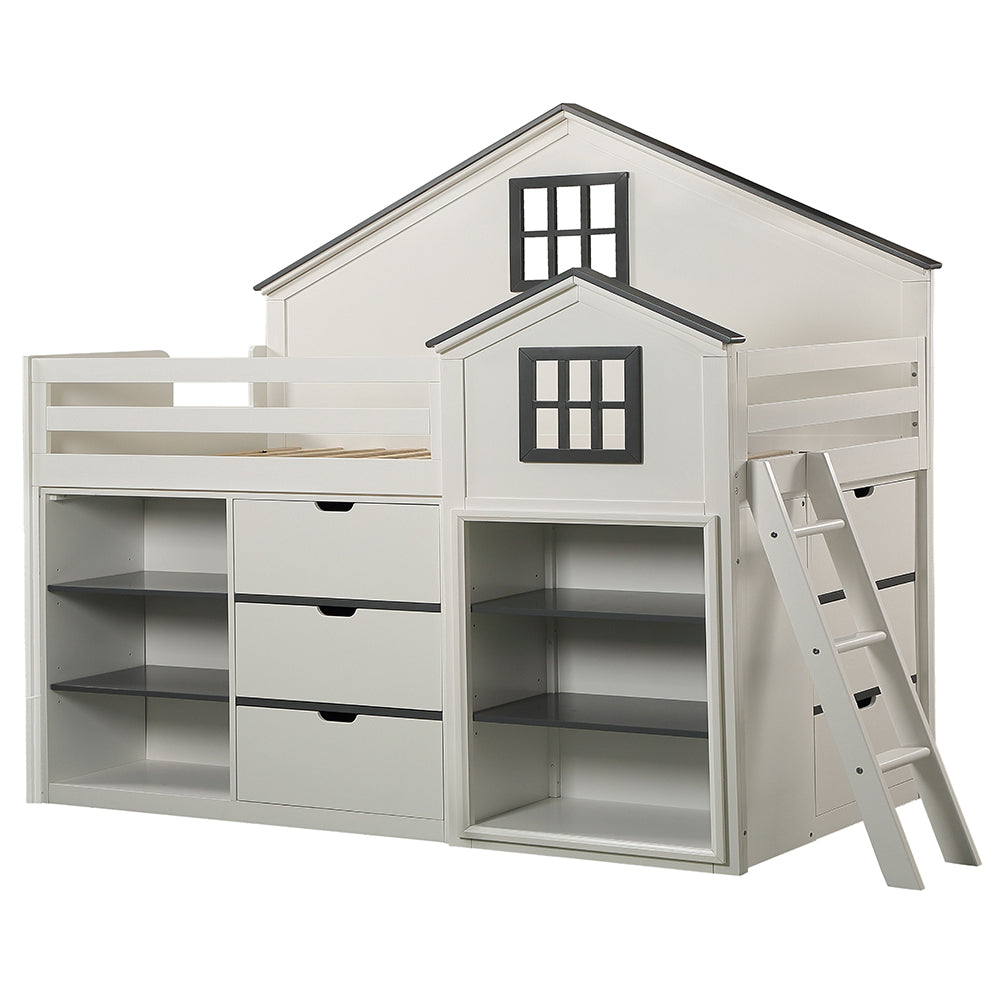 ACME Ratana White & Gray Loft Bed Model BD02052