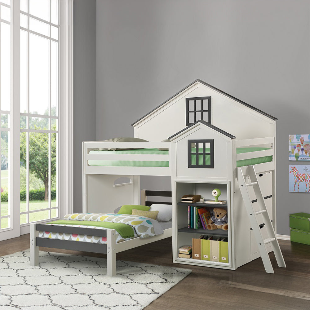 ACME Ratana White & Gray Twin Bed Model BD02053