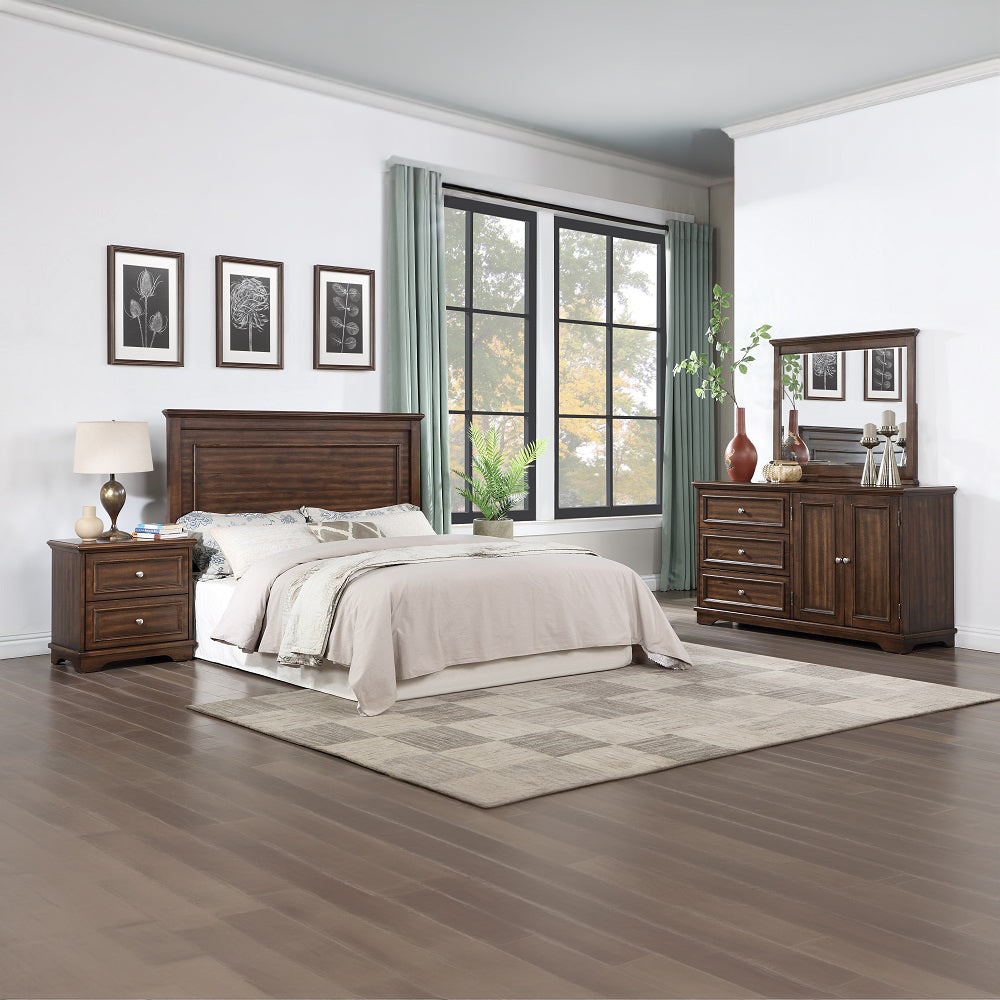 ACME Franklin Brushed Walnut 4Pcs Pack Full Bed Set Model BD02154F