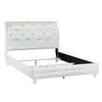 ACME Dorothy Pearl White Synthetic Leather & Ivory Twin Bed (Padded Sleigh) Model BD02265T
