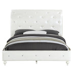 ACME Dorothy Pearl White Synthetic Leather & Ivory Twin Bed (Padded Sleigh) Model BD02265T