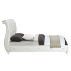 ACME Dorothy Pearl White Synthetic Leather & Ivory Twin Bed (Padded Sleigh) Model BD02265T
