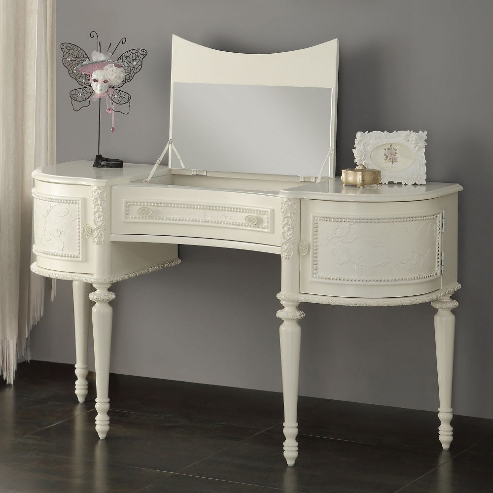 ACME Dorothy Ivory Vanity Desk with Mirror Model BD02271