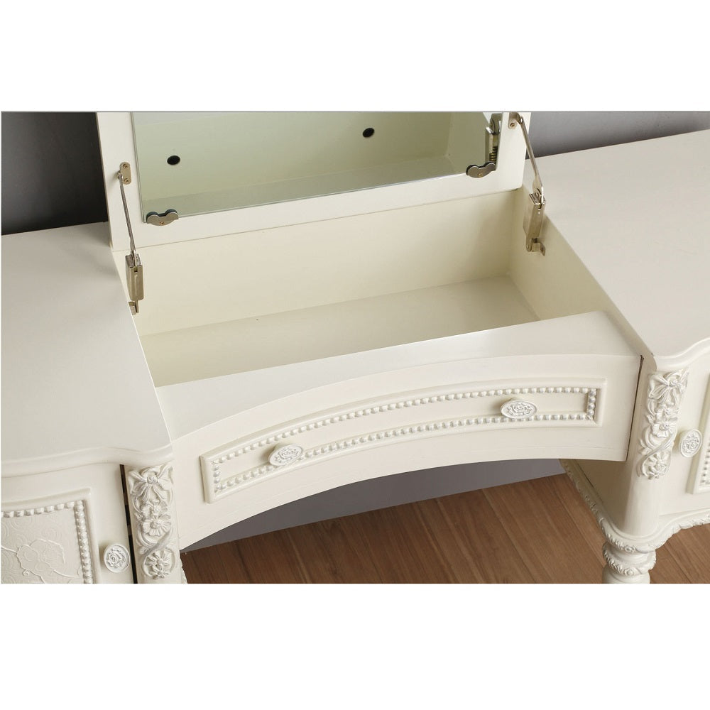 ACME Dorothy Ivory Vanity Desk with Mirror Model BD02271