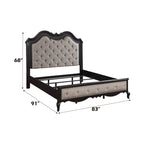 ACME Chelmsford Beige Fabric & Antique Black Eastern King Bed Model BD02295EK