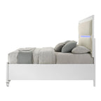 ACME Tarian White Boucle & Pearl White Queen Bed with Storage & LED Model BD02317Q