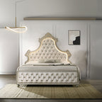 ACME Lucienne Beige Velvet Queen Bed with LED Model BD02335Q