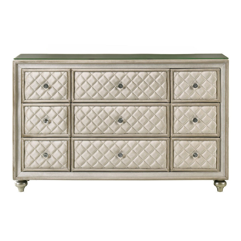 ACME Lucienne Beige Velvet Dresser Model BD02338