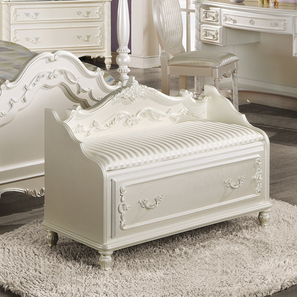 ACME Pearl Pearl White Bench with Drawer Model BD02440