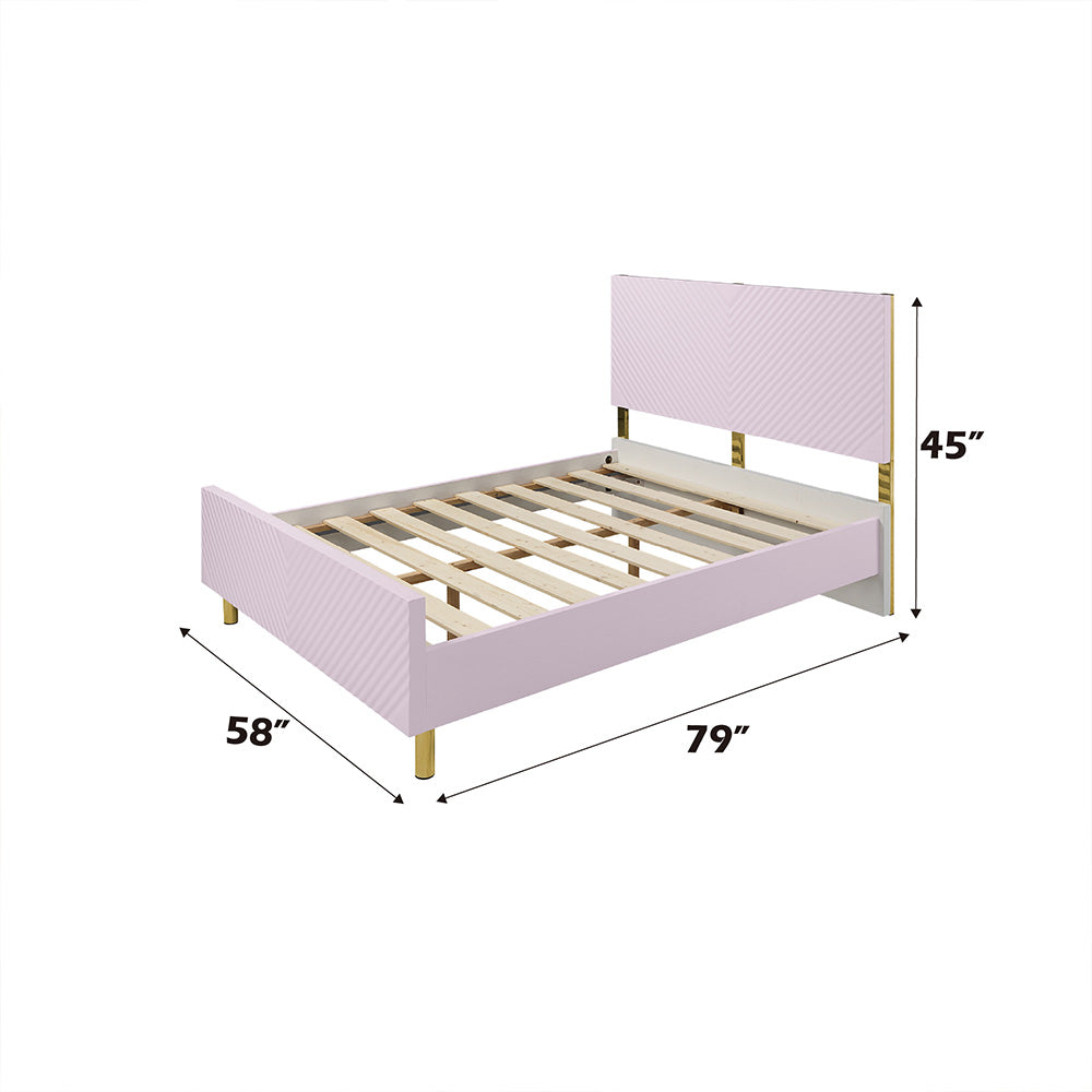 ACME Gaines Pink High Gloss Full Bed Model BD02660F