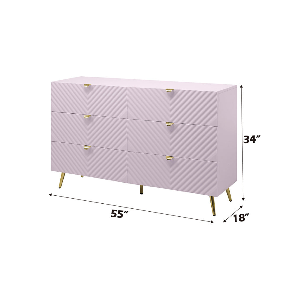 ACME Gaines Pink High Gloss Dresser Model BD02665