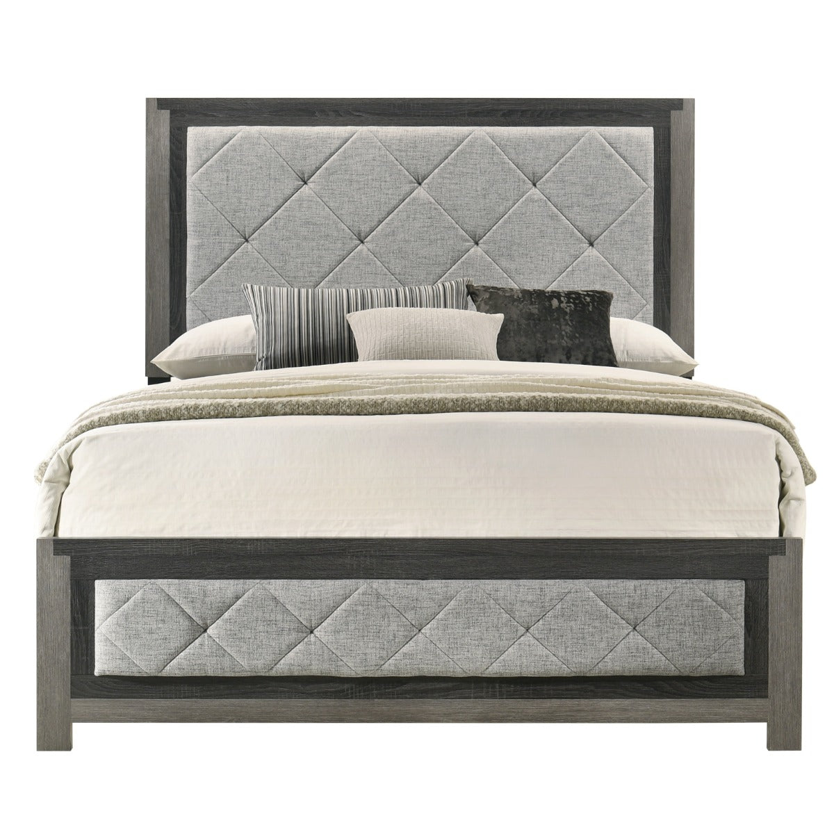ACME Jehoram Gray Linen & Gray Eastern King Bed Model BD02721EK