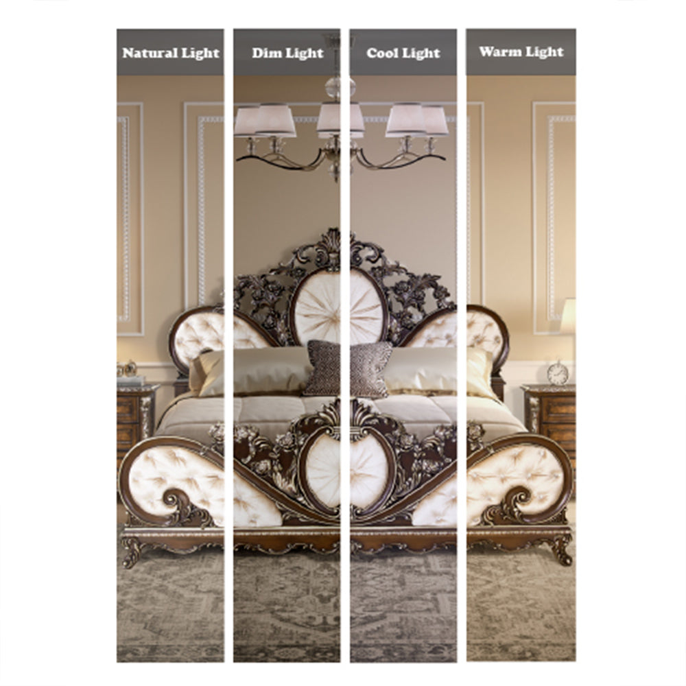 ACME Devany Cream Fabric & Cherry Eastern King Bed Model BD03061EK